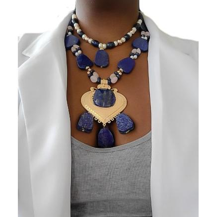Antique Lapis Lazuli and Rose Gold Necklaxe